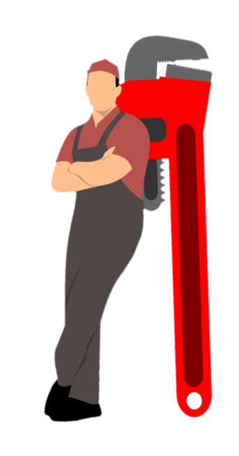 Illustration of Utah Plumber leaning on a giant wrench